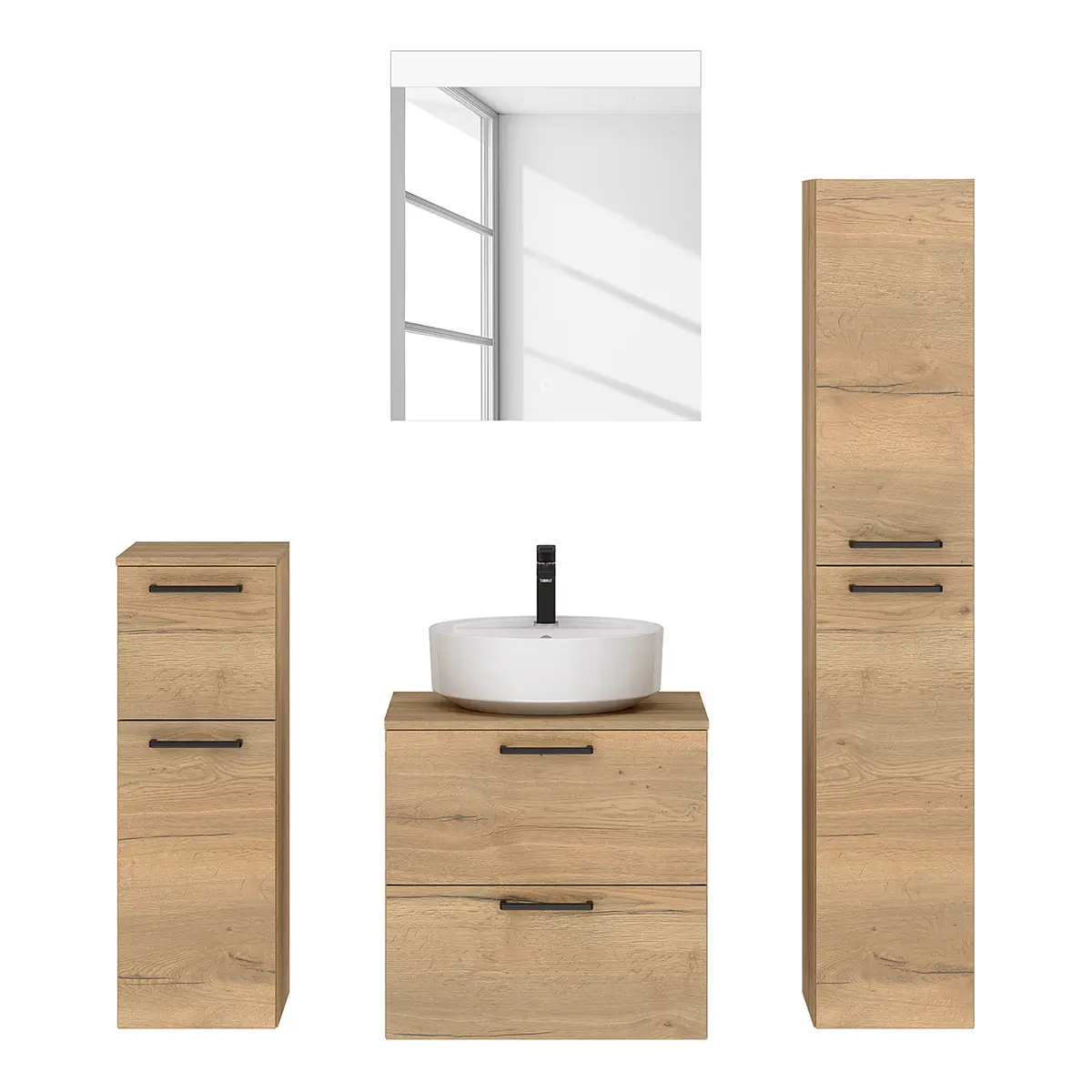 Badezimmerset MYBA LIX 4-teilig 120cm Braun/Eiche Dekor | Braun