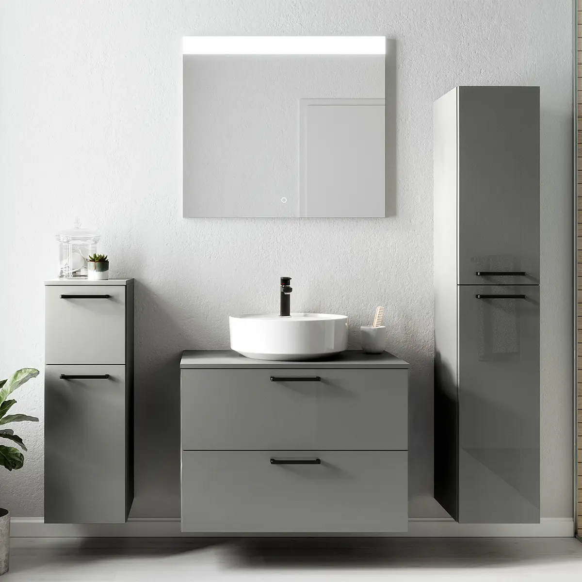 Badezimmerset MYBA LIX 4-teilig | Grau