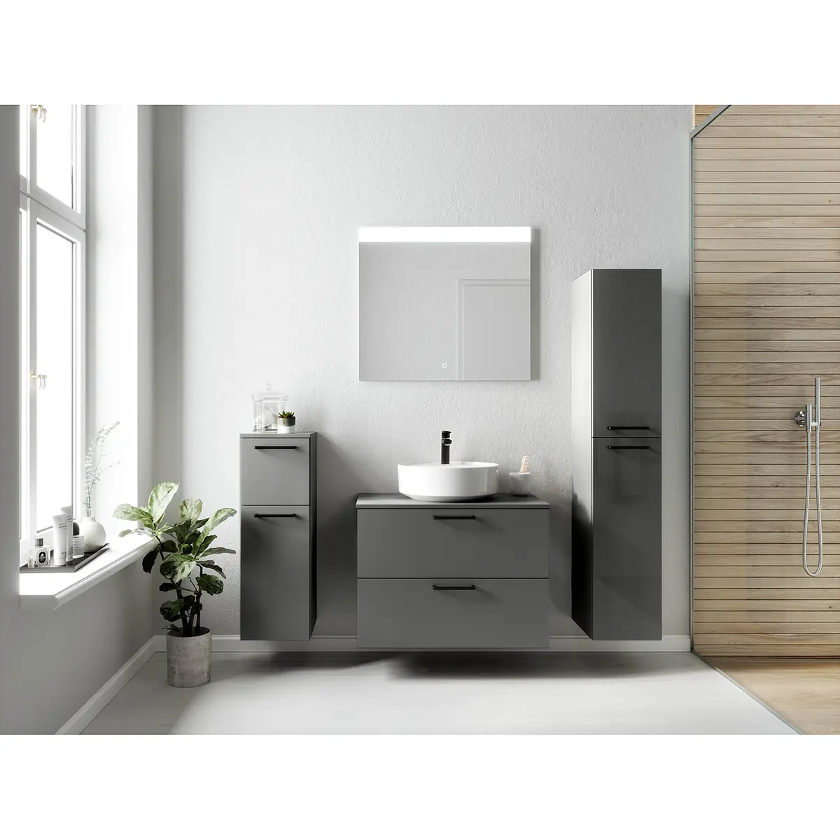 Badezimmerset MYBA LIX 4-teilig | Grau