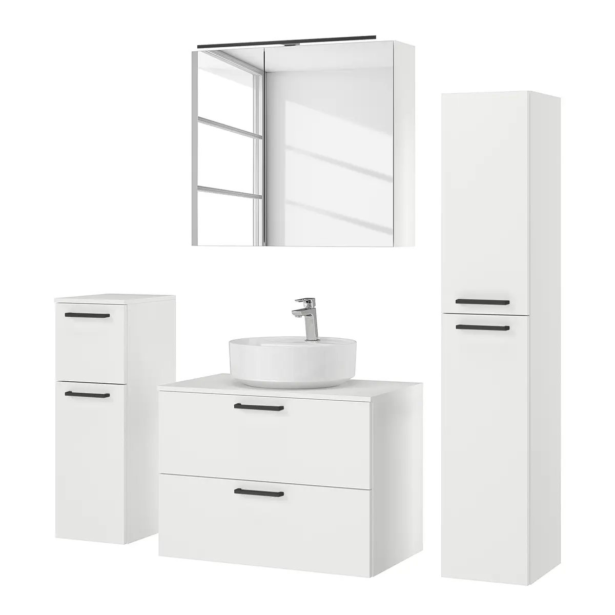 Badezimmerset MYBA LXI 4-teilig 140cm Weiß/Weiß | Weiß