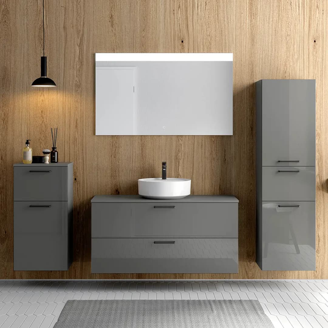 Badezimmerset MYBA LIX 4-teilig 210cm Grau/Hochglanz Grau | Grau