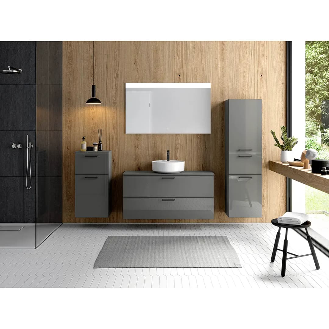 Badezimmerset MYBA LIX 4-teilig 210cm Grau/Hochglanz Grau | Grau