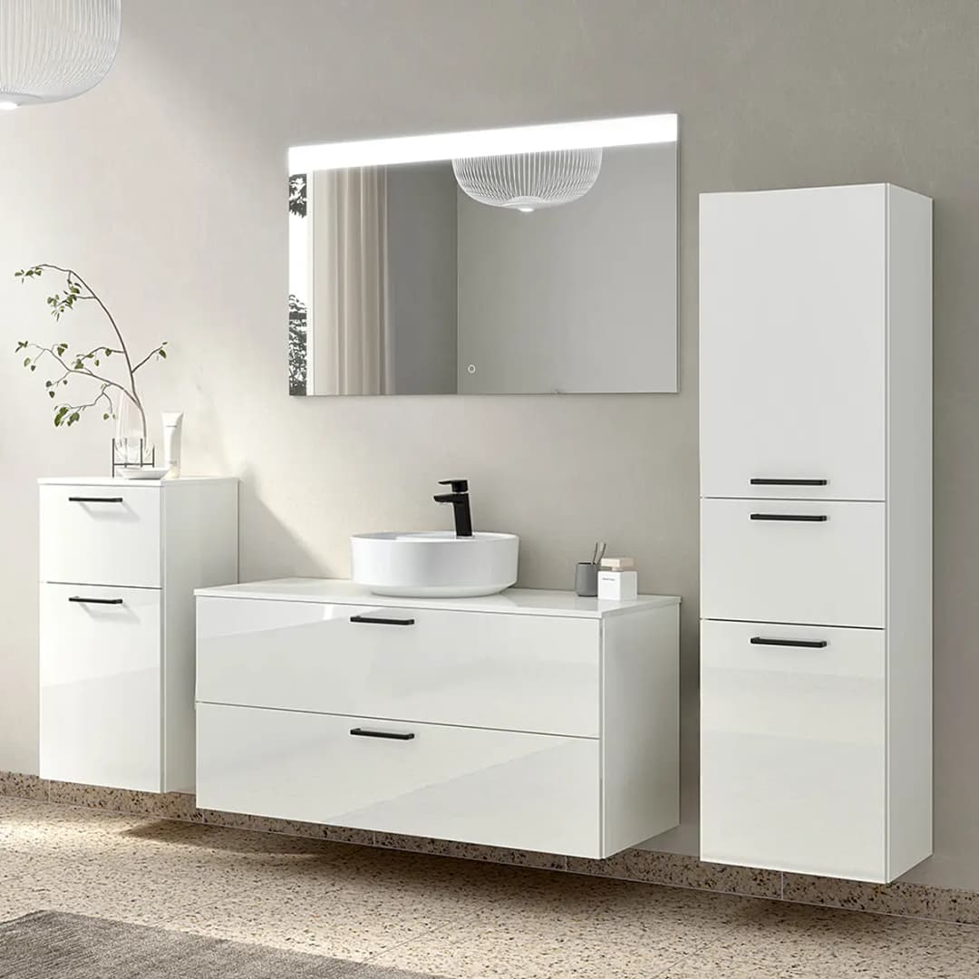 Badezimmerset MYBA LIX 4-teilig 210cm Weiß/Hochglanz Weiß | Weiß