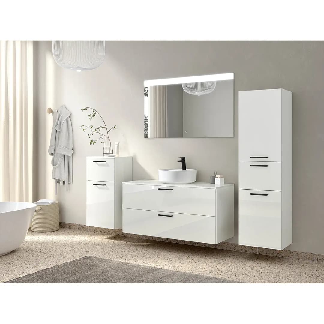 Badezimmerset MYBA LIX 4-teilig 210cm Weiß/Hochglanz Weiß | Weiß