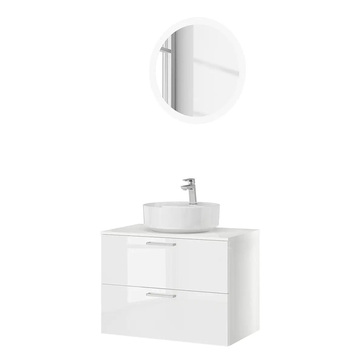 Badezimmerset MYBA LXX 2-teilig 80cm Weiß/Hochglanz Weiß | Weiß