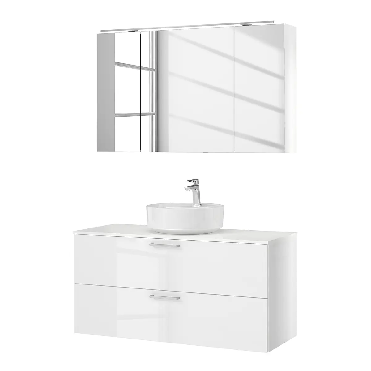 Badezimmerset MYBA LVI 2-teilig 120cm Weiß/Hochglanz Weiß