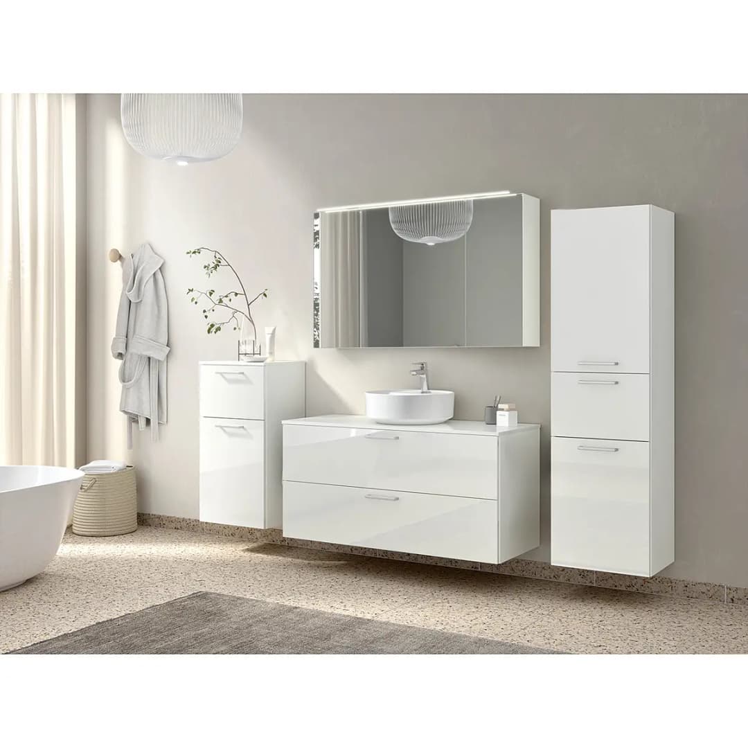 Badezimmerset MYBA LVI 2-teilig 120cm Weiß/Hochglanz Weiß