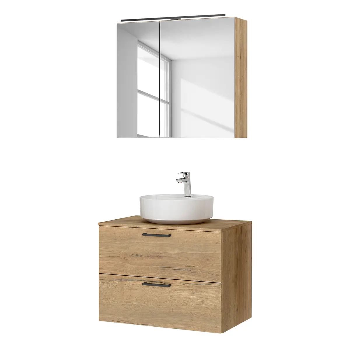 Badezimmerset MYBA LVII 2-teilig 80cm Braun/Eiche Dekor | Braun