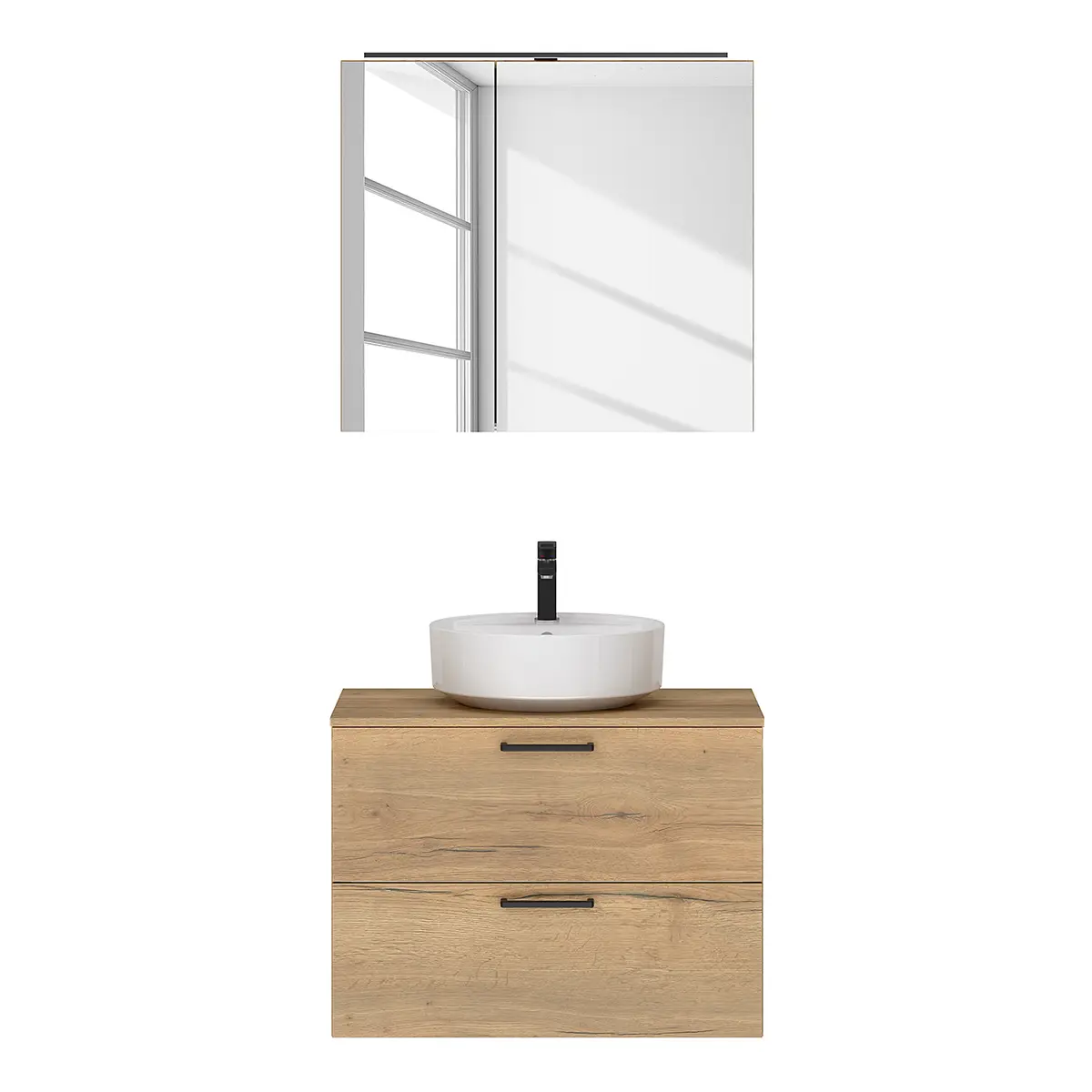 Badezimmerset MYBA LVII 2-teilig 80cm Braun/Eiche Dekor | Braun