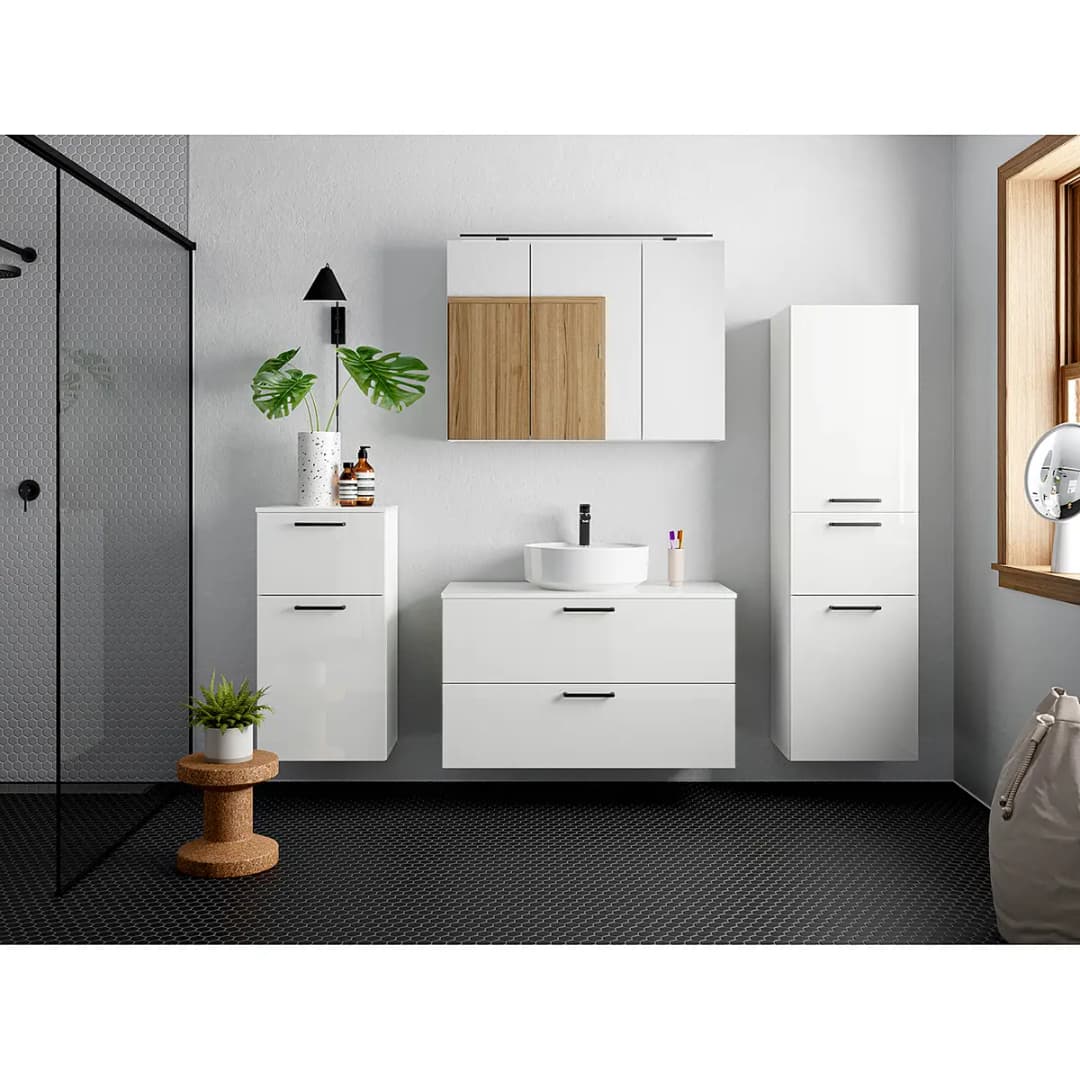 Badezimmerset MYBA LVII 2-teilig 100cm Weiß/Hochglanz Weiß