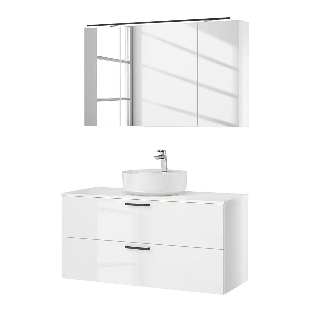 Badezimmerset MYBA LVII 2-teilig 120cm Weiß/Hochglanz Weiß | Weiß