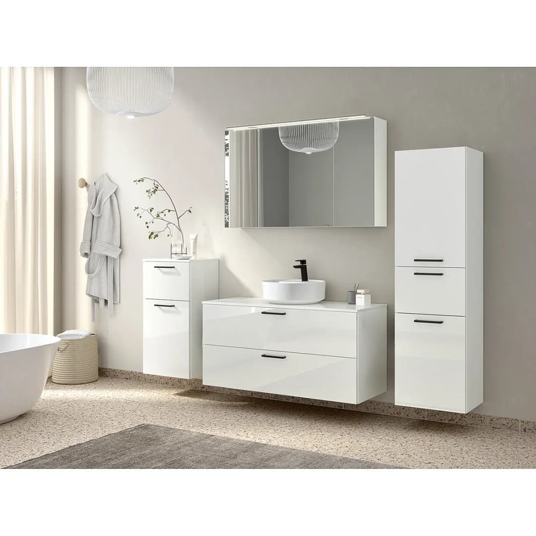 Badezimmerset MYBA LVII 2-teilig 120cm Weiß/Hochglanz Weiß | Weiß