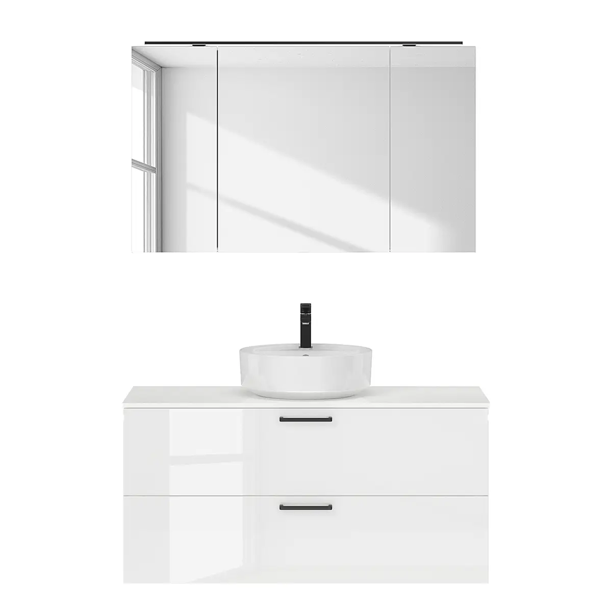 Badezimmerset MYBA LVII 2-teilig 120cm Weiß/Hochglanz Weiß | Weiß