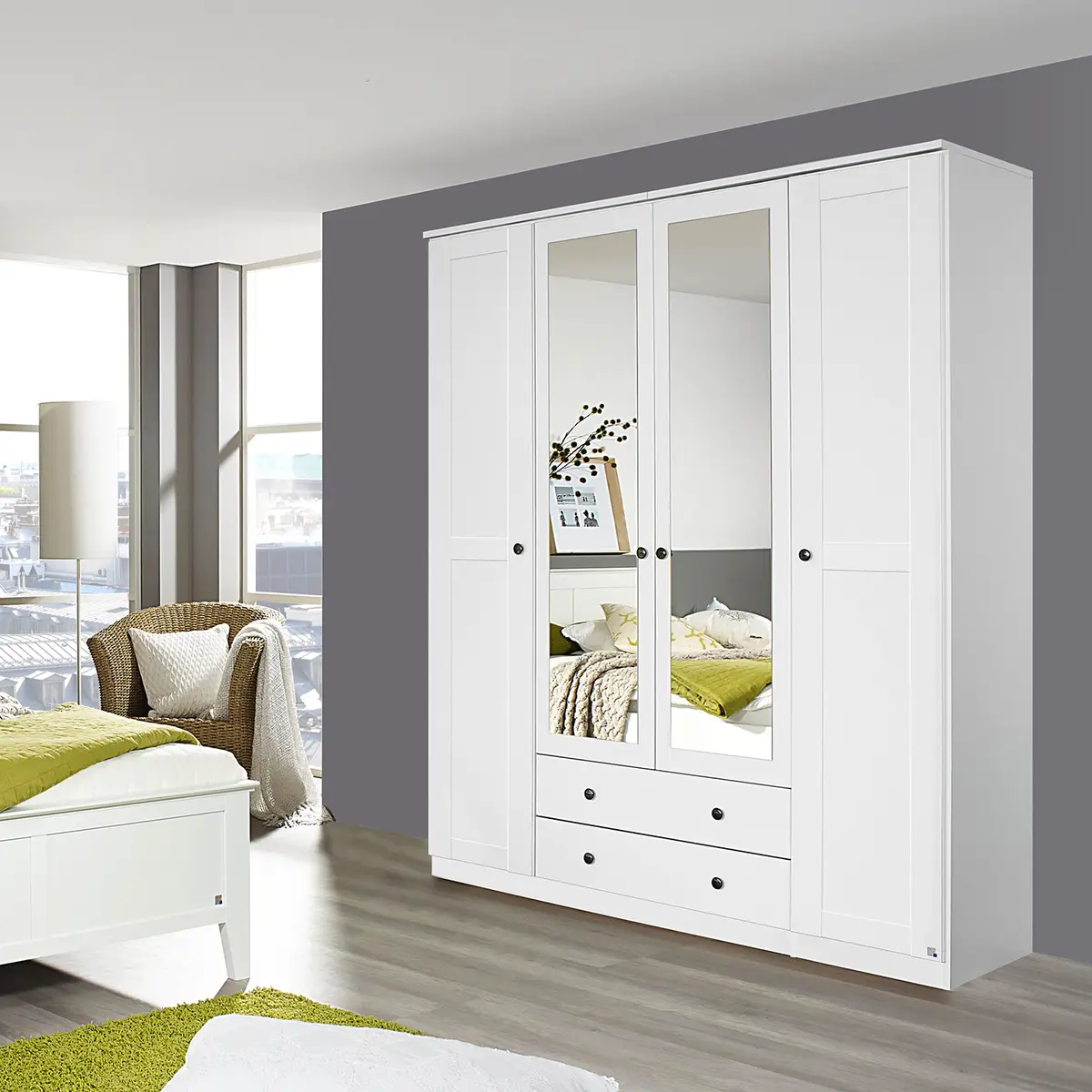 Drehtürenschrank I 181cm Weiß/Alpinweiß | Weiß