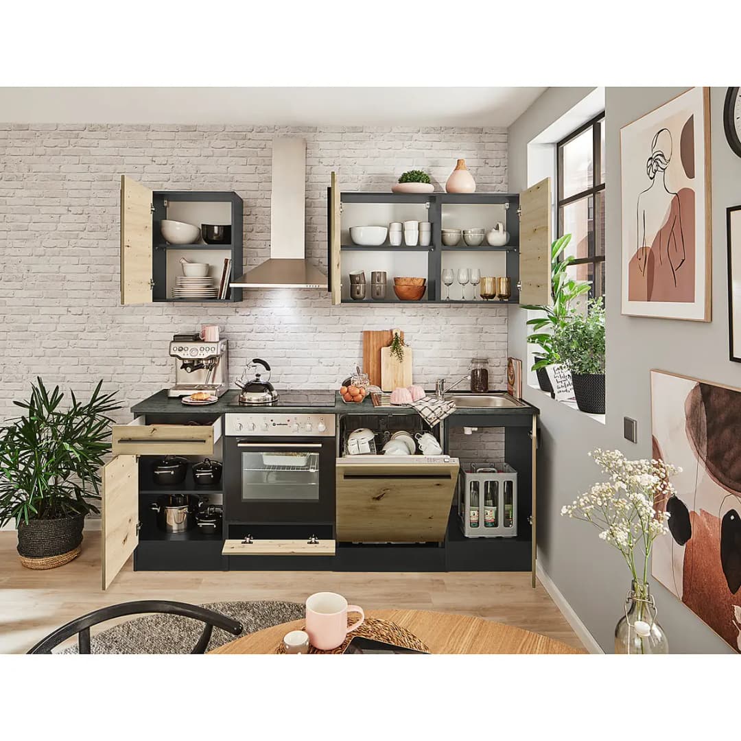 Küchenzeile III 220cm Braun/Eiche Artisan Dekor | Braun