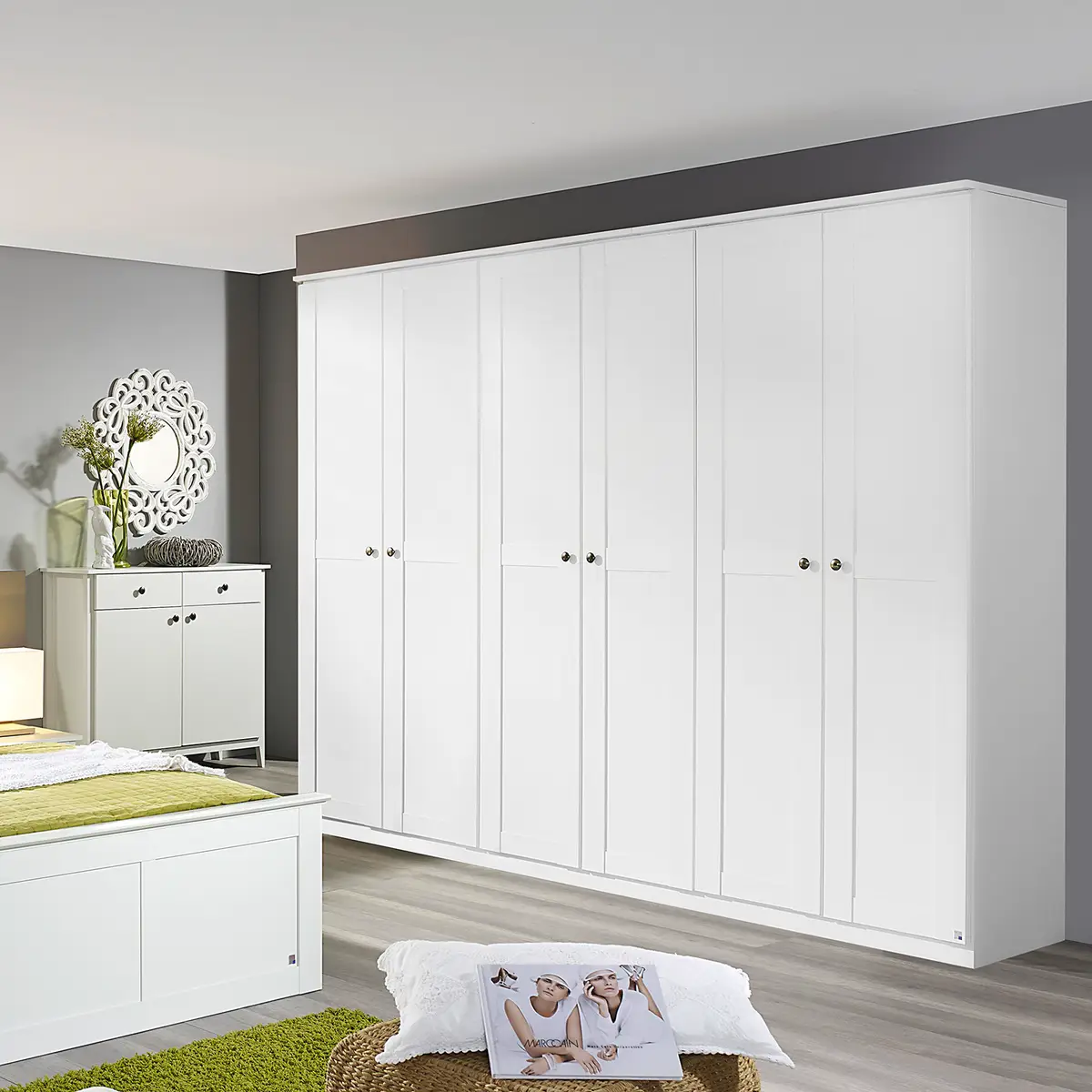 Drehtürenschrank 271cm Weiß/Alpinweiß | Weiß