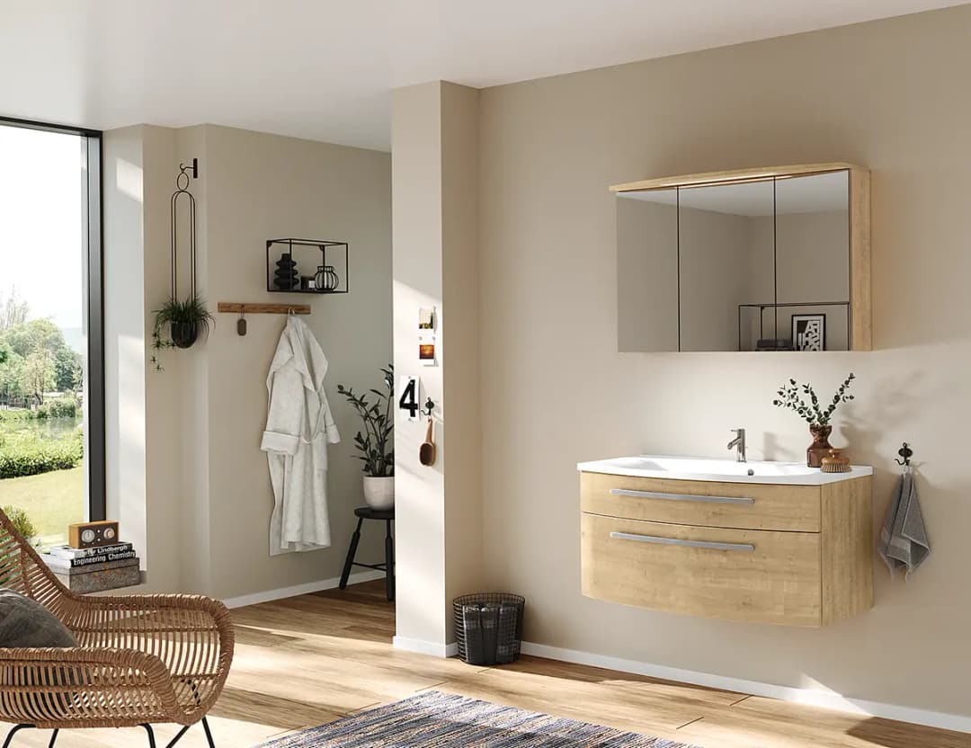 Badezimmerset Speed 2-teilig 100cm Braun/Eiche Dekor | Braun