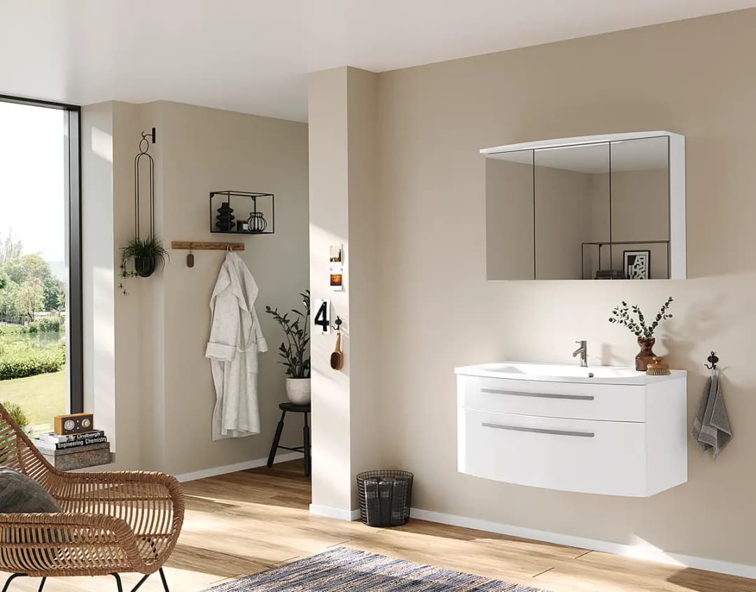 Badezimmerset Speed 2-teilig 100cm Weiß/Hochglanz Weiß | Weiß