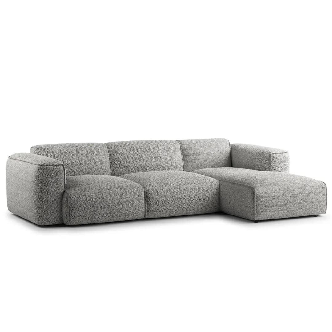 Ecksofa 3-Sitzer mit Longchair | Grau