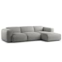 Ecksofa 3-Sitzer mit Longchair | Grau