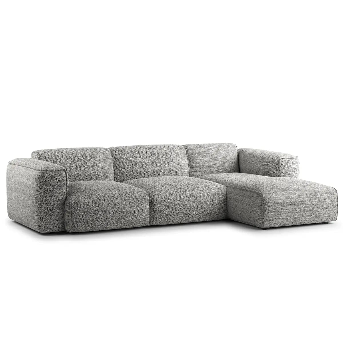 Ecksofa 3-Sitzer mit Longchair | Grau