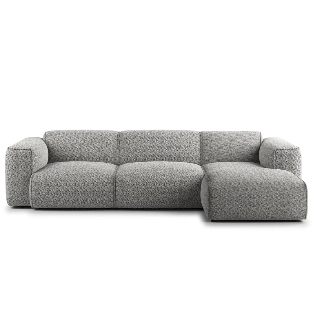 Ecksofa 3-Sitzer mit Longchair | Grau