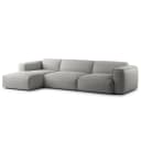 Ecksofa 3-Sitzer mit Longchair Grau Teddy-Bouclé Stoff Bony