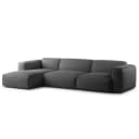 Ecksofa 3-Sitzer mit Longchair Grau Teddy-Bouclé Stoff Bony