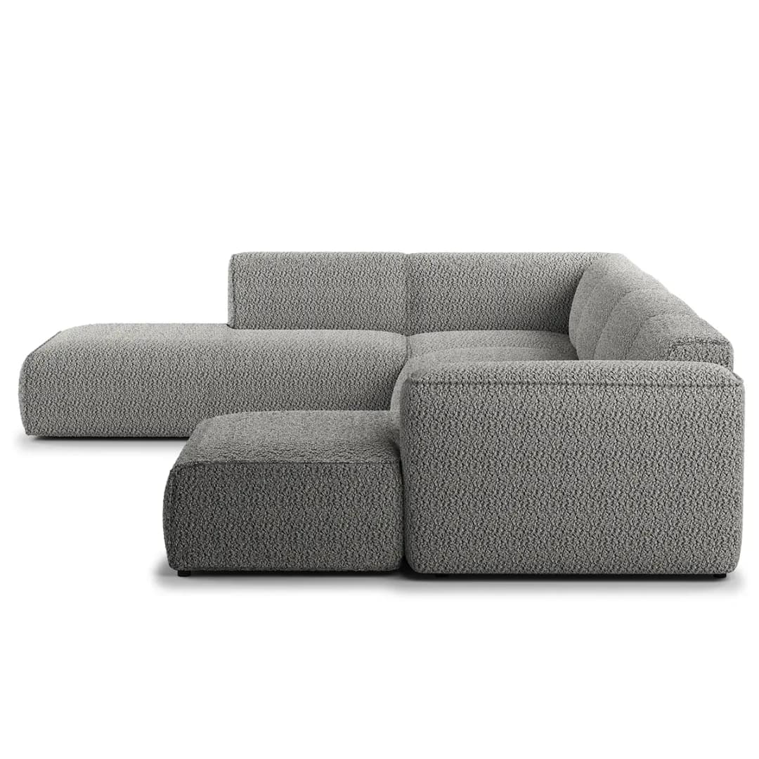 Wohnlandschaft Grau Teddy-Bouclé Stoff Bony | Grau