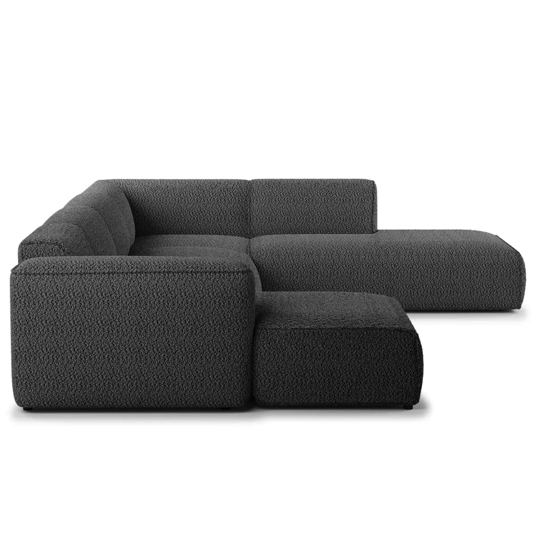 Wohnlandschaft Grau Teddy-Bouclé Stoff Bony | Grau
