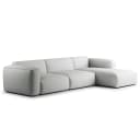 Ecksofa 3-Sitzer mit Longchair Grau Cordstoff Snor | Grau