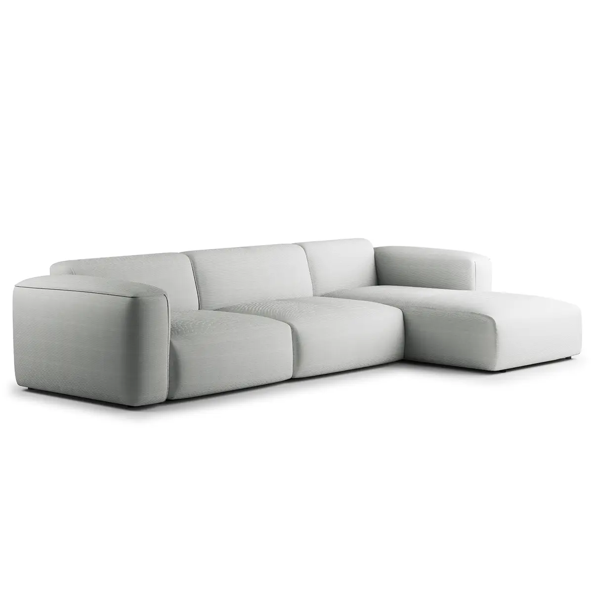 Ecksofa 3-Sitzer mit Longchair Grau Cordstoff Snor | Grau