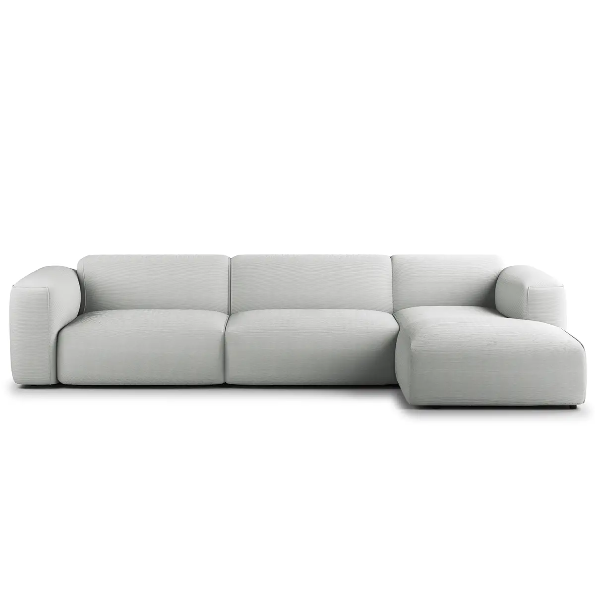 Ecksofa 3-Sitzer mit Longchair Grau Cordstoff Snor | Grau