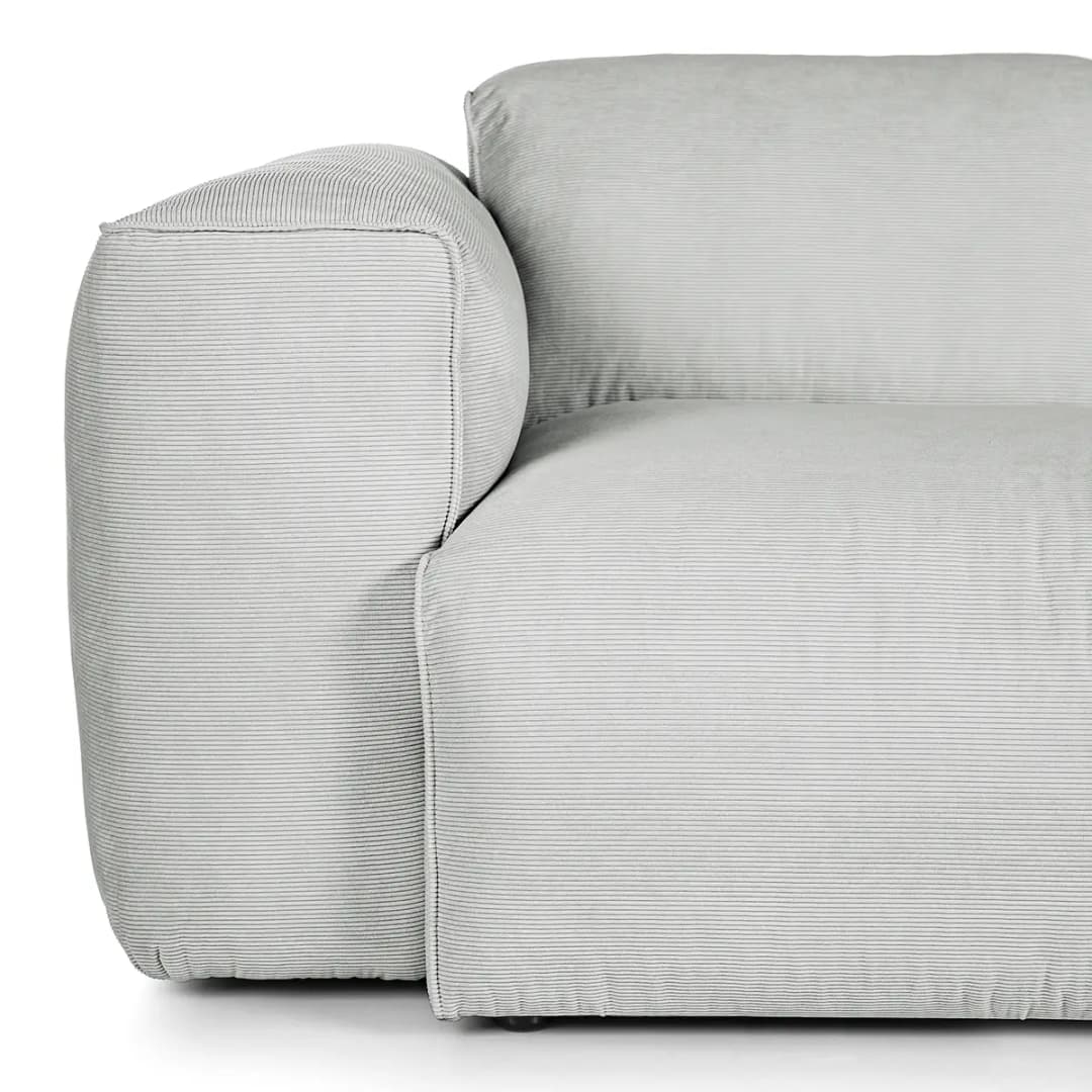 Ecksofa 3-Sitzer mit Longchair Grau Cordstoff Snor | Grau