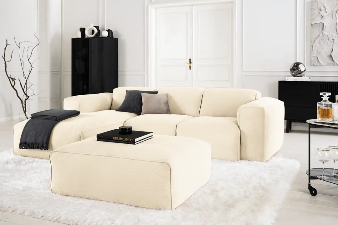 Ecksofa 3-Sitzer mit Longchair Snor | Beige