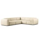 Ecksofa mit Rundecke Beige Cordstoff Snor | Beige