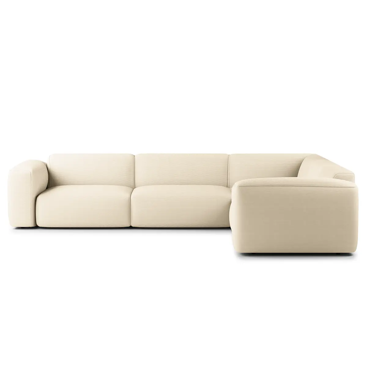 Ecksofa mit Rundecke Beige Cordstoff Snor | Beige