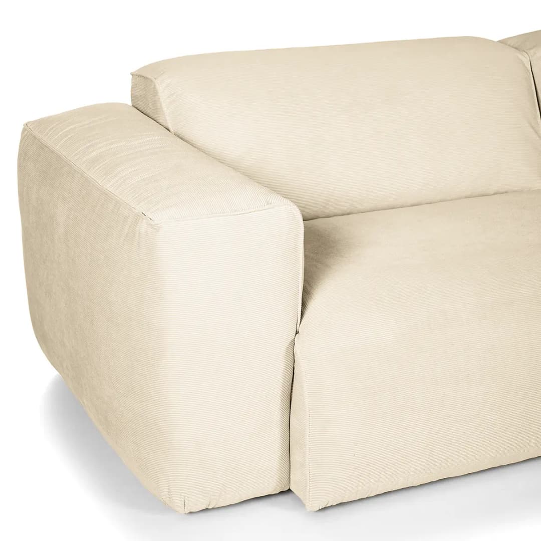 Ecksofa mit Rundecke Beige Cordstoff Snor | Beige