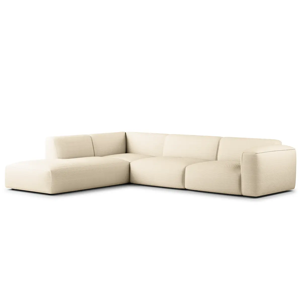 Ecksofa 3-Sitzer mit Recamiere Beige Cordstoff Snor | Beige