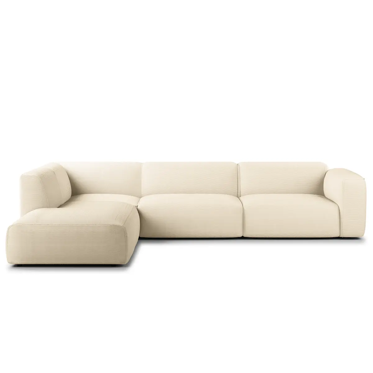Ecksofa 3-Sitzer mit Recamiere Beige Cordstoff Snor | Beige