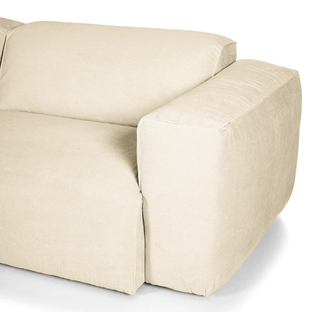Ecksofa 3-Sitzer mit Recamiere Beige Cordstoff Snor | Beige