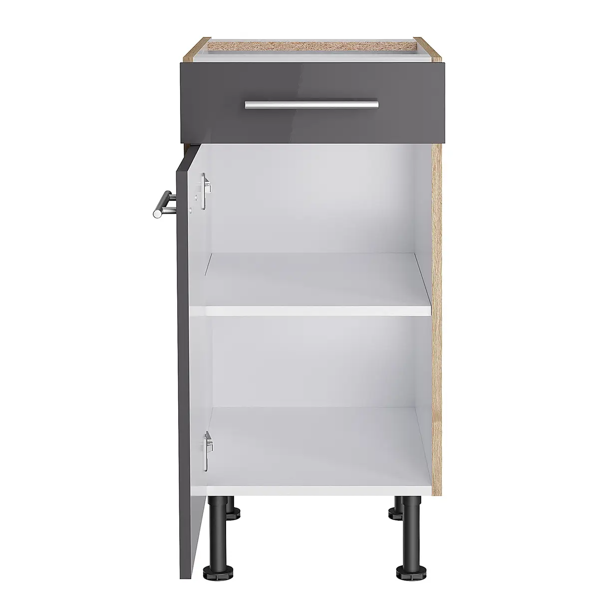 Unterschrank III 40cm Grau/Anthrazit/Wildeiche | Grau