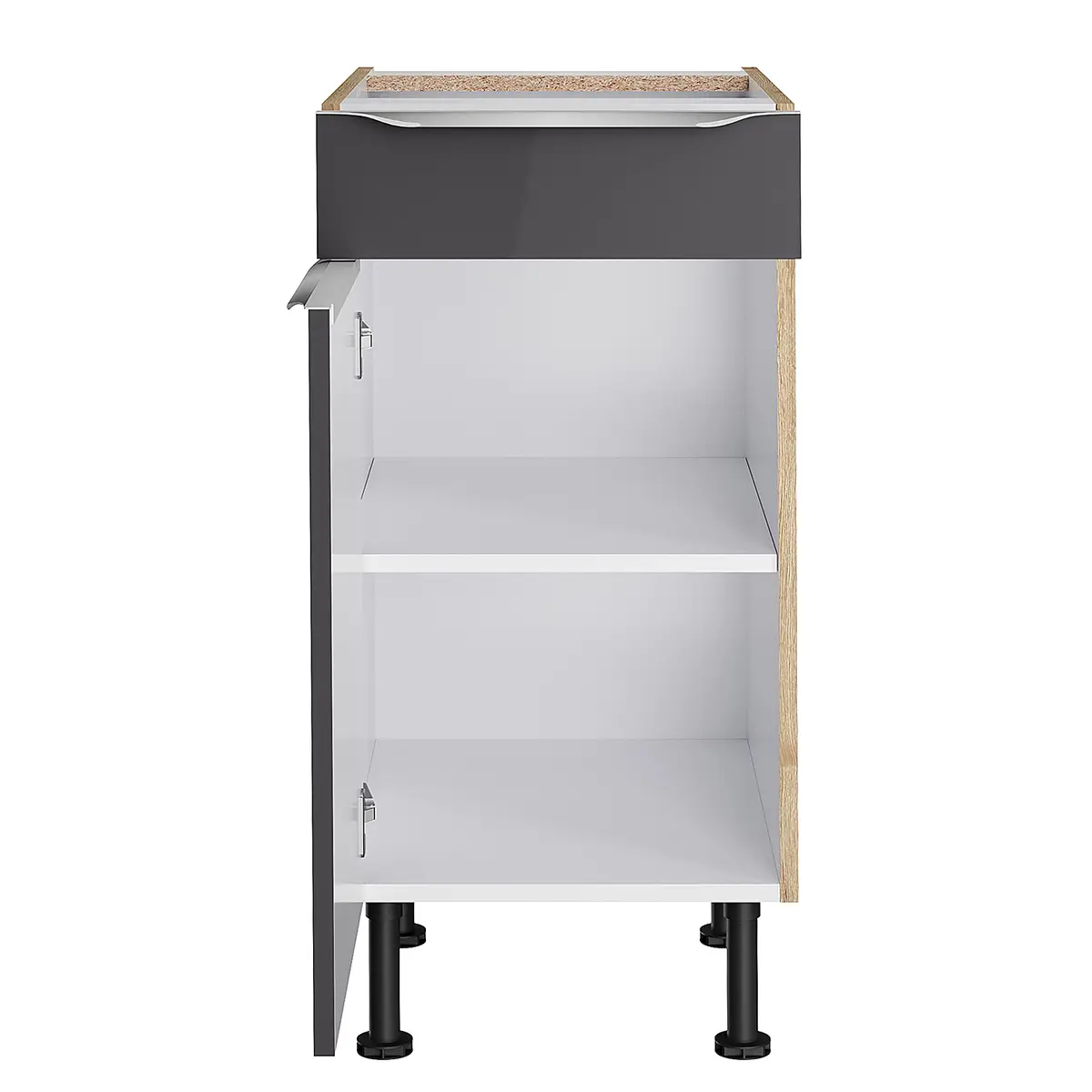 Unterschrank I 40cm Grau/Anthrazit/Wildeiche | Grau