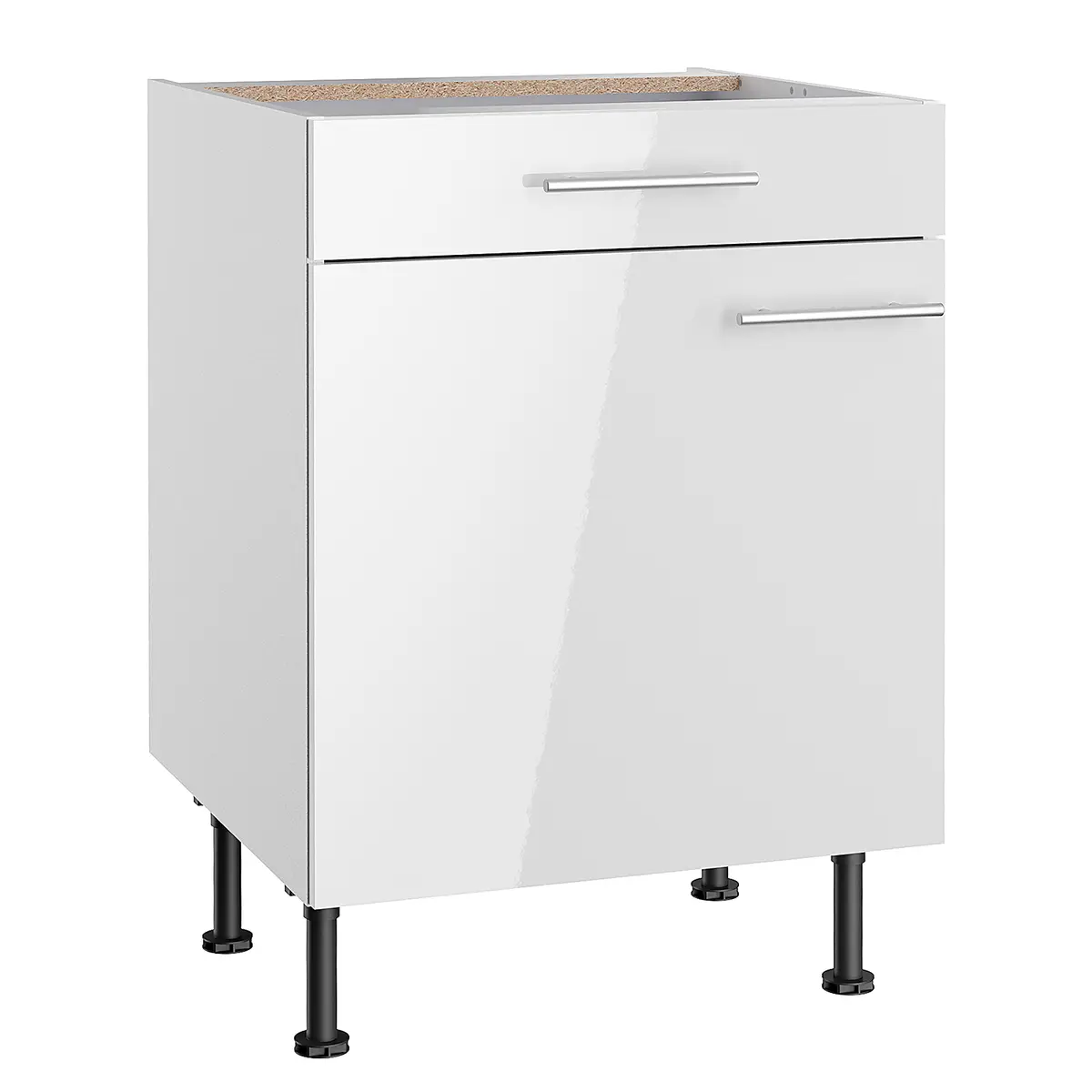 Unterschrank III 60cm Weiß/Hochglanz Weiß | Weiß