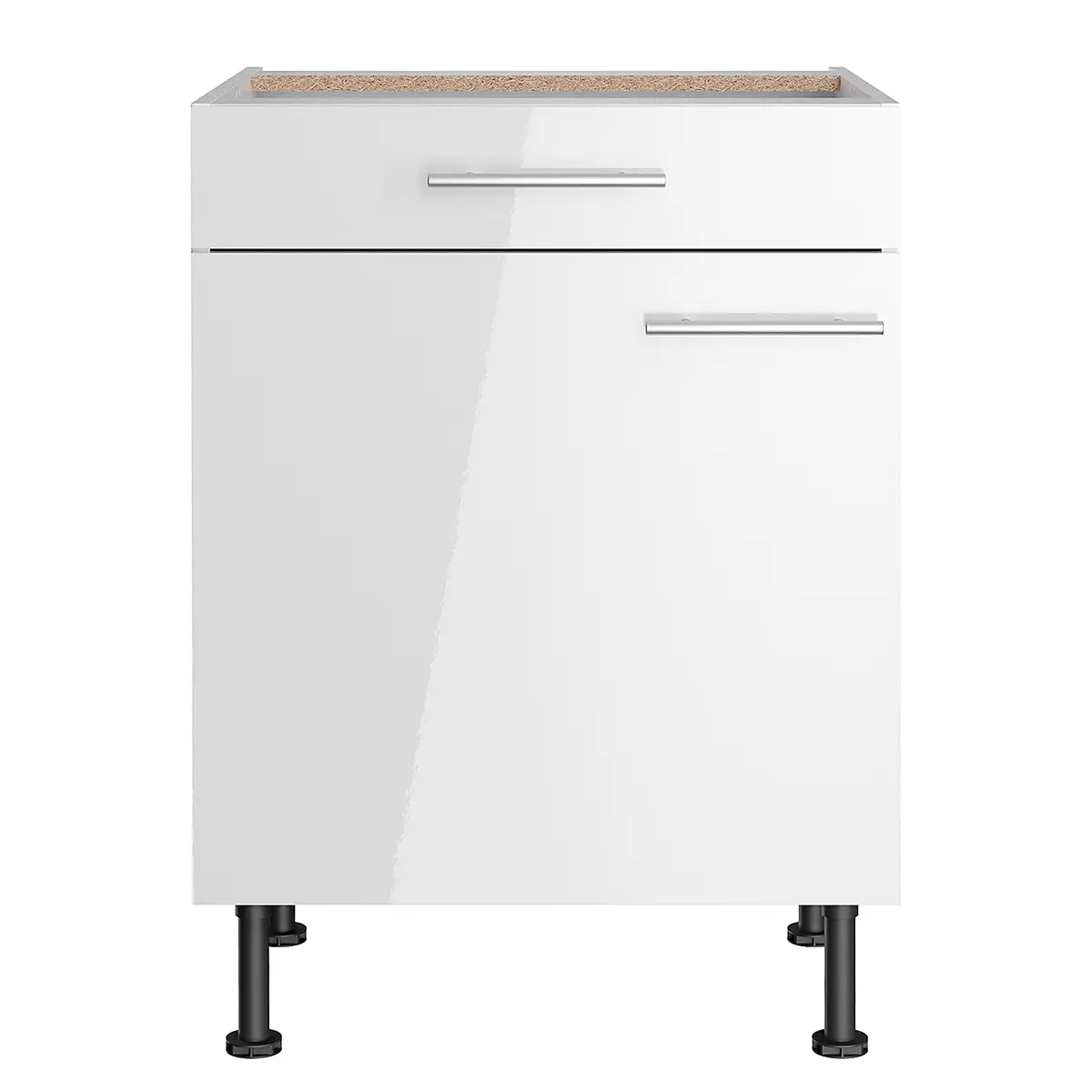 Unterschrank III 60cm Weiß/Hochglanz Weiß | Weiß