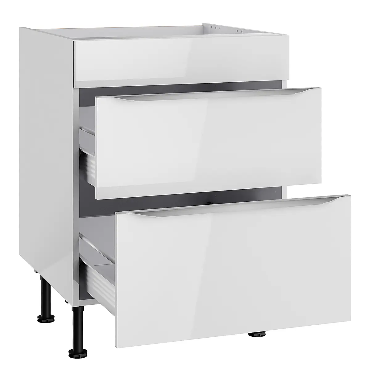 Kochfeld-Unterschrank 60cm Weiß/Hochglanz Weiß | Weiß