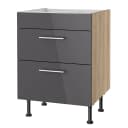 Kochfeld-Unterschrank II 60cm Grau/Anthrazit/Wildeiche | Grau