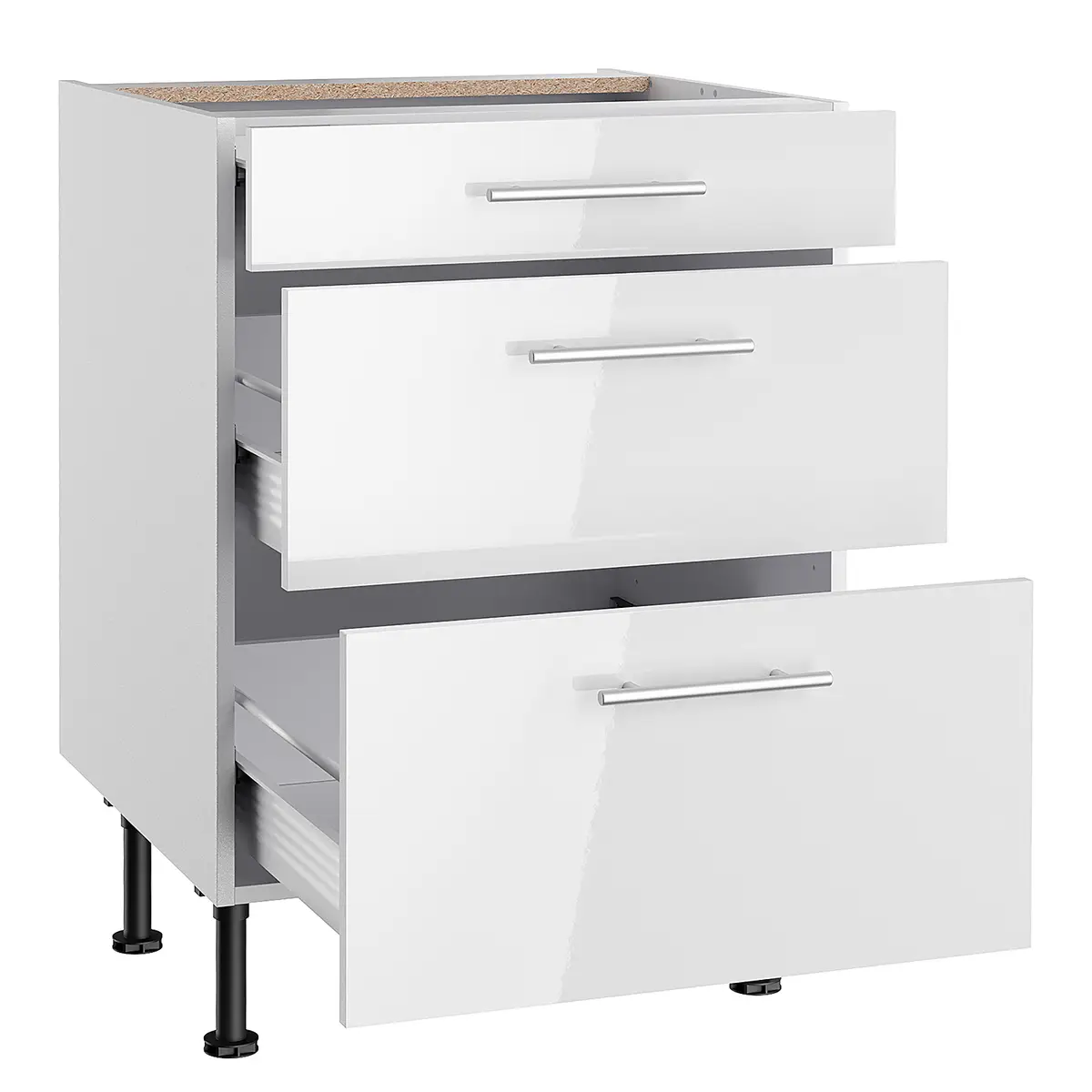 Unterschrank IV 60cm Weiß/Hochglanz Weiß | Weiß