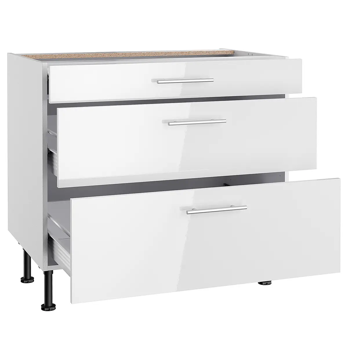Unterschrank IV 90cm Weiß/Hochglanz Weiß | Weiß