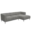 Ecksofa 2,5-Sitzer mit Longchair Grau/Grau Teddy-Bouclé Stoff
